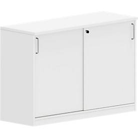 Schuifdeurenkast NEVADA - houten - B 1200 x D 445 x H 825 mm - 2 OH - wit