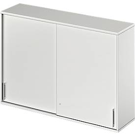 Schäfer Shop Genius Opzetkast met schuifdeuren TETRIS WOOD, 3 ordnerhoogten, B 1600 mm, lichtgrijs