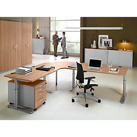 Schäfer Shop Genius Schäfer Shop  Genius Schuifdeurkast TETRIS SOLID, 2 ordnerhoogten, middenwand, B 1600 x D 413 x H 818 mm, wit/blank aluminium
