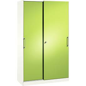 C und P Schuifdeurkast ASISTO C 3000, 5 ordnerhoogten, afsluitbaar, breedte 1200 mm, wit/viridiaangroen