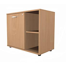 Schäfer Shop Select Sideboard, met draaideur, afsluitbaar, spaanplaat, B 800 x D 420 x H 663 mm, links verstelbaar, beukendecor