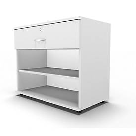 Schäfer Shop Select Sideboard, met schuiflade, afsluitbaar, spaanplaat, B 800 x D 420 x H 663 mm, wit