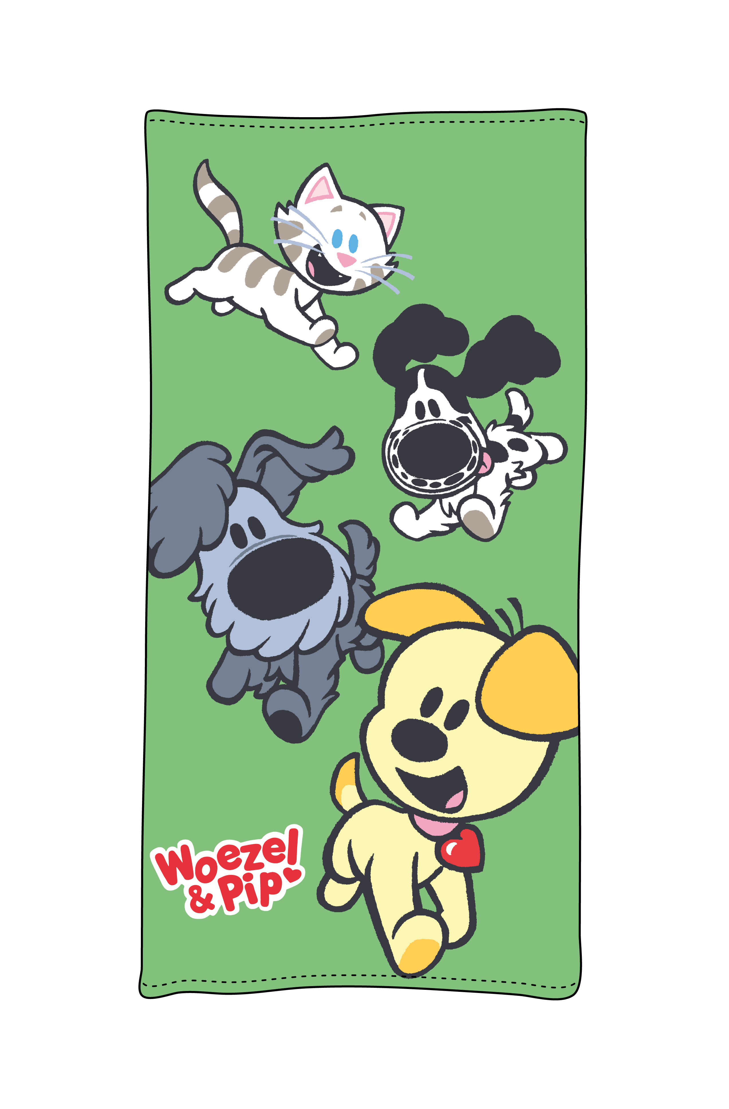 Woezel&pip WOEZEL & PIP Strandlaken Spelen Groen, 75x150 cm