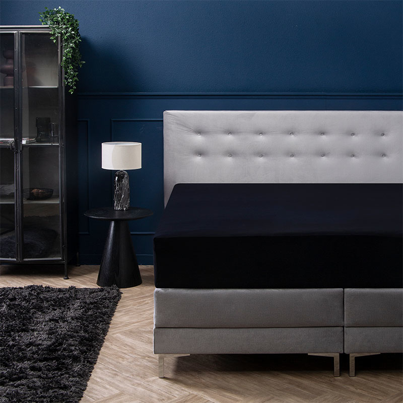 Signature Hoeslaken - Jersey - Boxspring - Zwart - 120x200 cm - Zwart -  - 