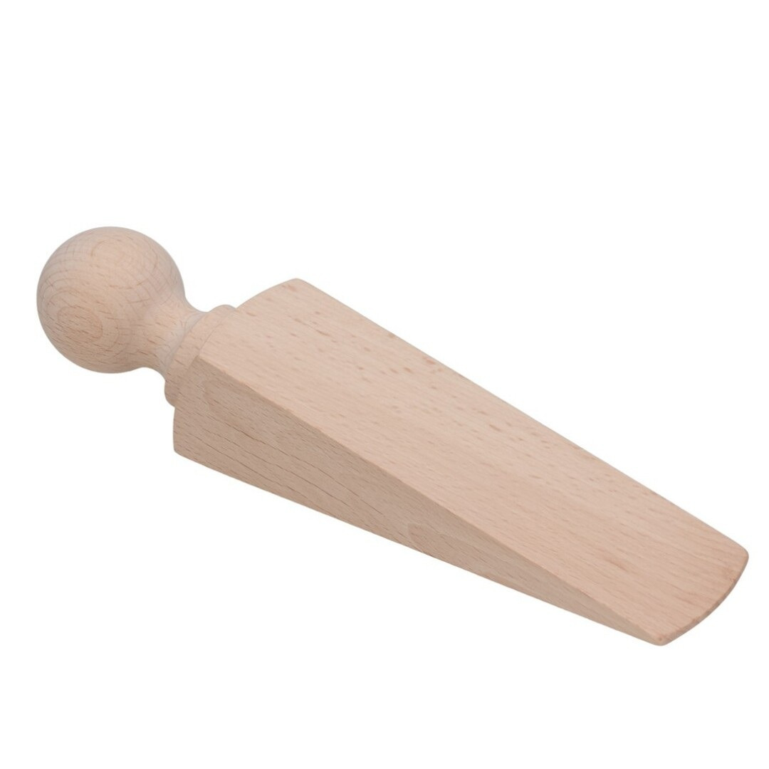 Gerimport Deurstopper/deurwig - beukenhout - beige - 17 x 4 x 3 cm -