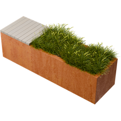 Geroba hardhouten zitbank met plantenbak Florisa C2 1500x400x420mm - Cortenstaal