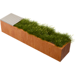 Geroba hardhouten zitbank met plantenbak Florisa C5 2000x400x420mm - Cortenstaal