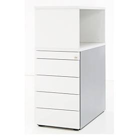 Schäfer Shop Genius Schäfer Shop  Genius Bijzetladeblok met open opzetkast, afsluitbaar, zonder handgreep, wit