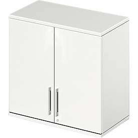 Schäfer Shop Genius Opzetkast TETRIS WOOD, 2 ordnerhoogten, B 800 mm, afsluitbaar, wit