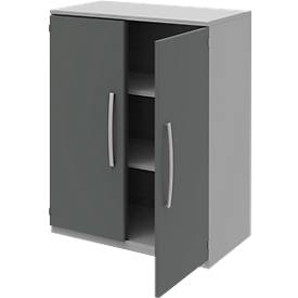 Archiefkast BARI, 3 ordnerhoogten, 2 legborden, B 819 x D 430 x H 1117 mm, lichtgrijs/antraciet