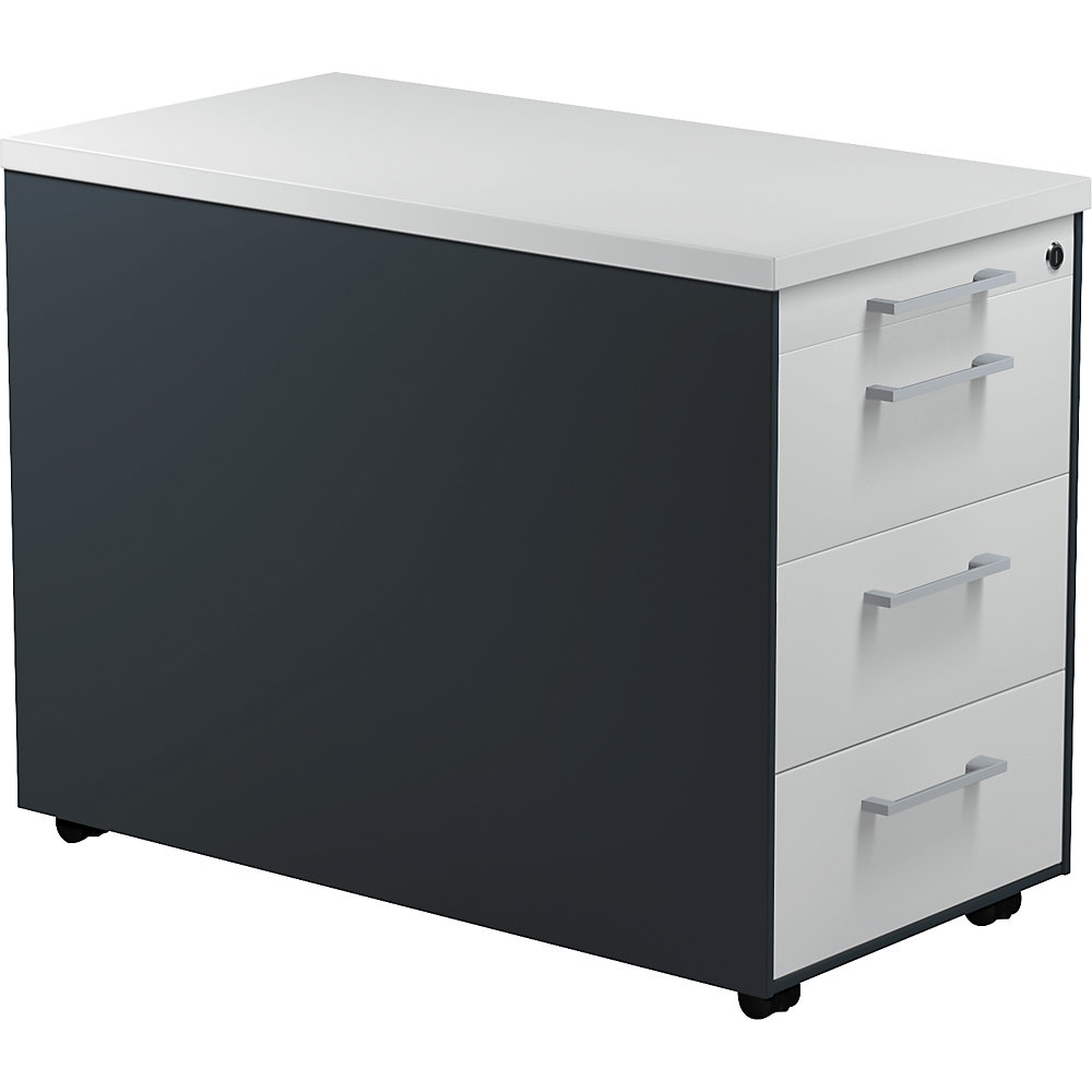 Mauser Verrijdbaar ladeblok, h x d = 579 x 800 mm, 3 laden, antracietgrijs / lichtgrijs / lichtgrijs
