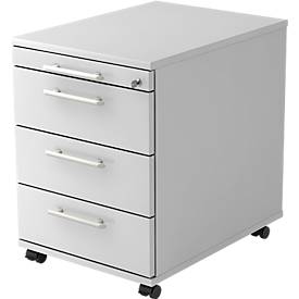 Verrijdbaar ladeblok ULM, met 3 schuifladen 1 materiaallade, B 428 x D 553 x H 590 mm, lichtgrijs