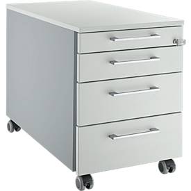 Schäfer Shop Select mobiele container 1233, met handgreep hoekig, blank aluminium/lichtgrijs/lichtgrijs