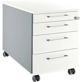 Schäfer Shop Genius Schäfer Shop  Genius Verrijdbaar ladeblok 1233, hoekvormige handgrepen B 435 x H 577 mm, blank aluminium/blank aluminium/wit