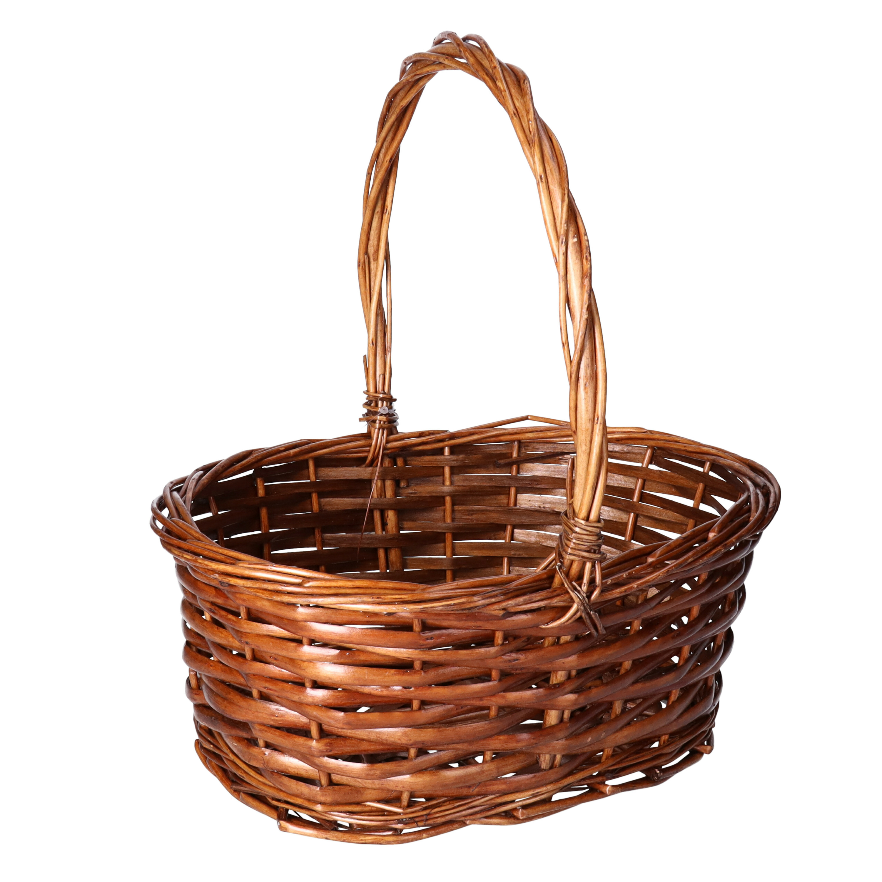 CM Picknickmand met hengsel - mahonie - riet - 27 x 21 x 14  -