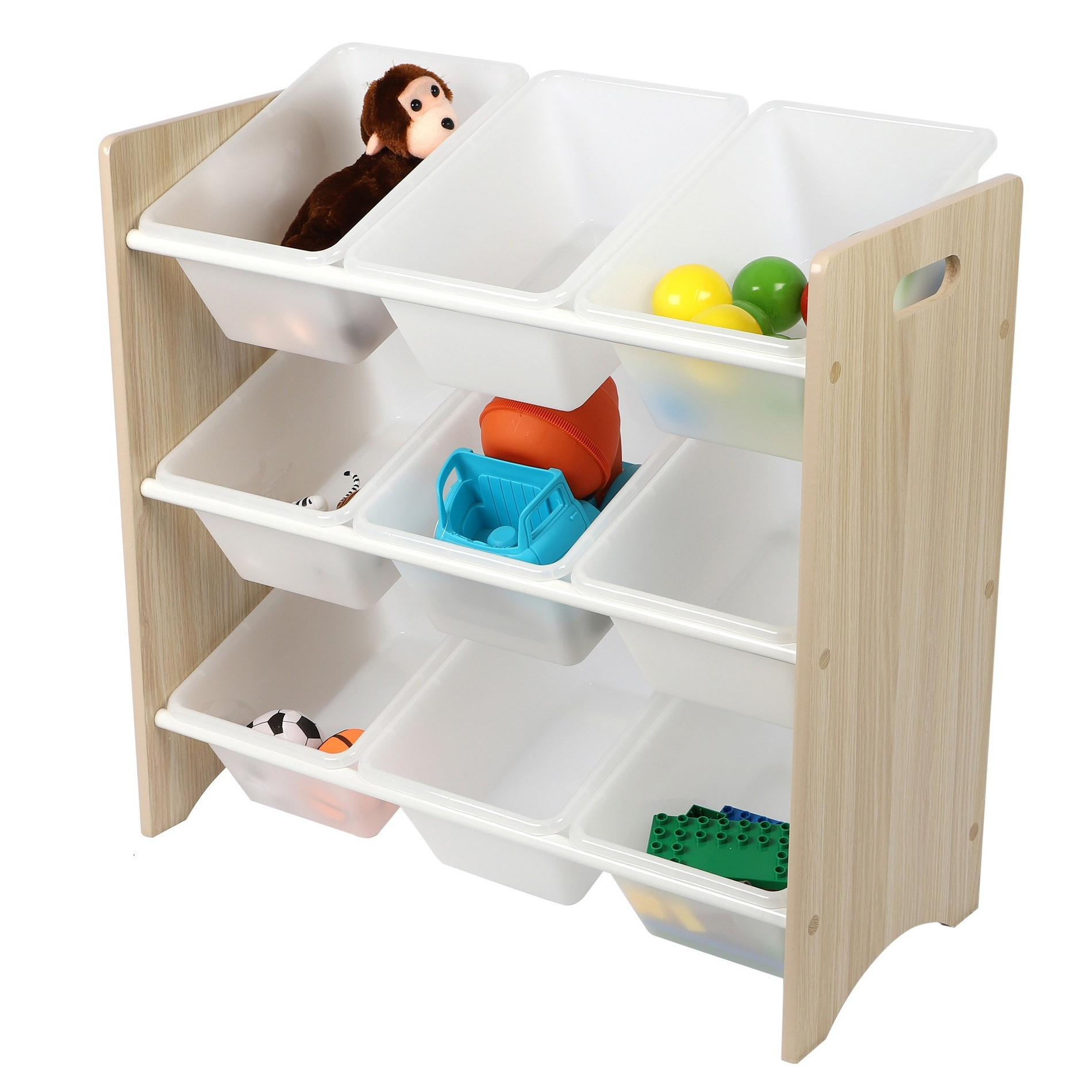 Urban Living Opbergrek 3-laags met bakken - wit - hout/kunststof - 64 x 30 x 60 cm - speelgoed - kinderkamer -