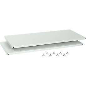 Schäfer Shop Select Stalen legborden, lichtgrijs, 1200 mm breed, 2 stuks