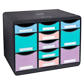 Ladebox  STORE BOX MULTI Aquarel, 7 kleine & 4 hoge lades met uittrekstop & verzonken handgreep, kunststof, zwart