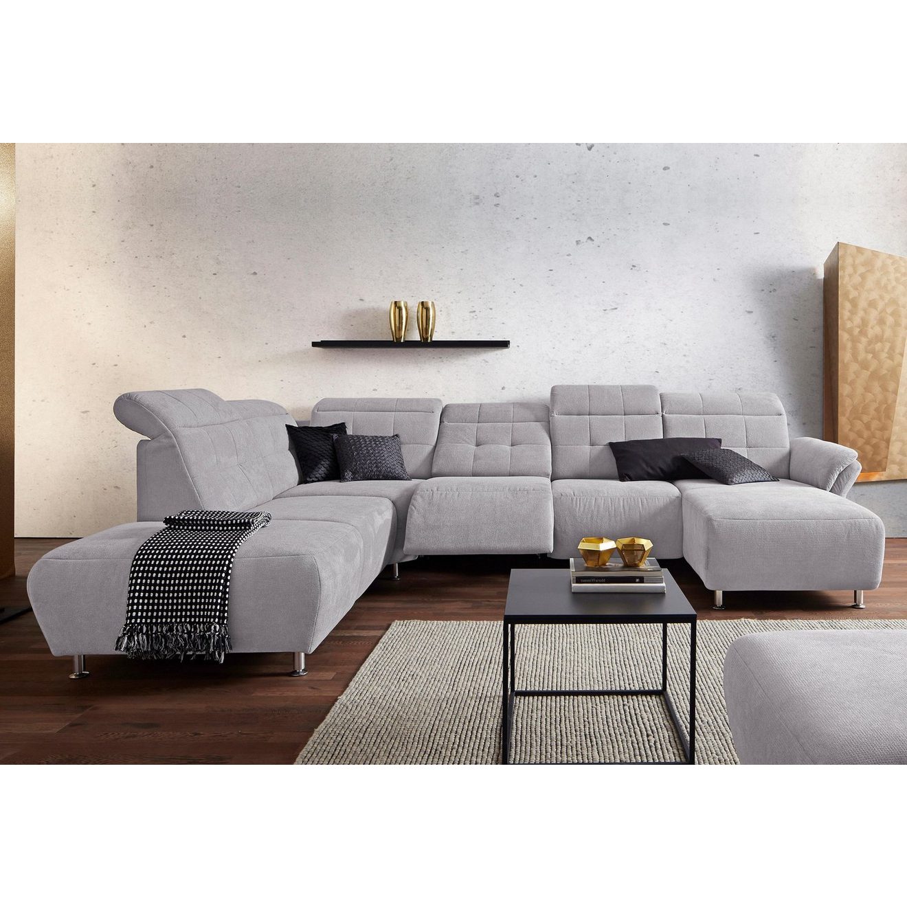 Places of Style Zithoek Manhattan U-vorm bank met elektrische relaxfunctie, verstelbare armleuningen