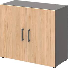 Vleugeldeurkast TEMPIO -  van hout - 2 OH - B 800 x D 340 x H 720 mm - antraciet/ickory eiken