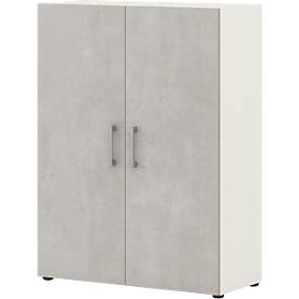 Vleugeldeurkast TEMPIO -  van hout - 3 OH - B 800 x D 340 x H 1070 mm - wit/beton