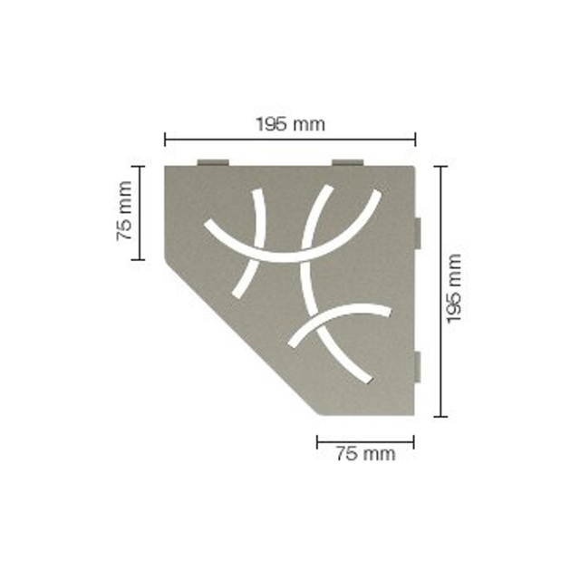 Schluter Shelf-E-S2 planchet - 19.5x19.5x0.5cm - inbouw - Perforatie: Curve - gecoat steengrijs ses2d6tssg