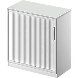 Schäfer Shop Genius Roldeurkast TETRIS SOLID, 2 ordnerhoogten, B 800 mm, incl. 19 mm afdekplaat, lichtgrijs/blank aluminium/blank aluminium