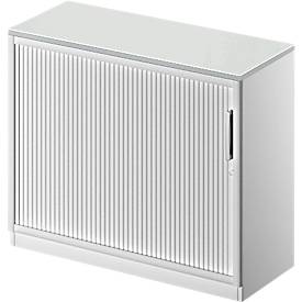 Schäfer Shop Genius Roldeurkast TETRIS SOLID, 2 ordnerhoogten, B 1000 mm, incl. 19 mm afdekplaat, lichtgrijs/blank aluminium/blank aluminium