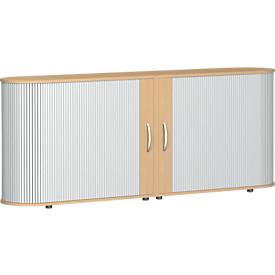 Roldeurkast met dwarse roldeuren Alicante, B 2000 x D 400 x H 828 mm, beukenpatroon