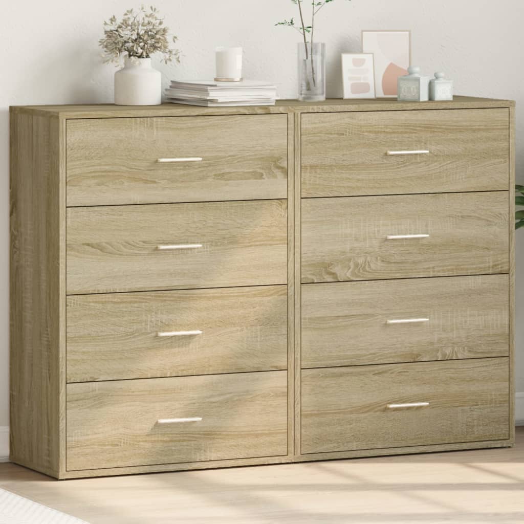 VidaXL Dressoirs 2 st 60x31x84 cm bewerkt hout sonoma eikenkleurig