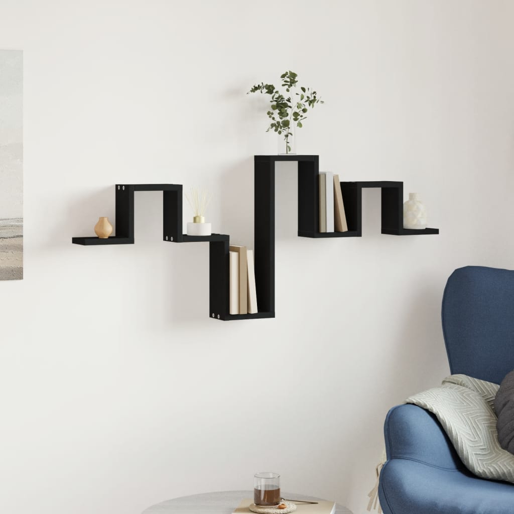 vidaXL Wandschap 104,5x10x43 cm bewerkt hout zwart