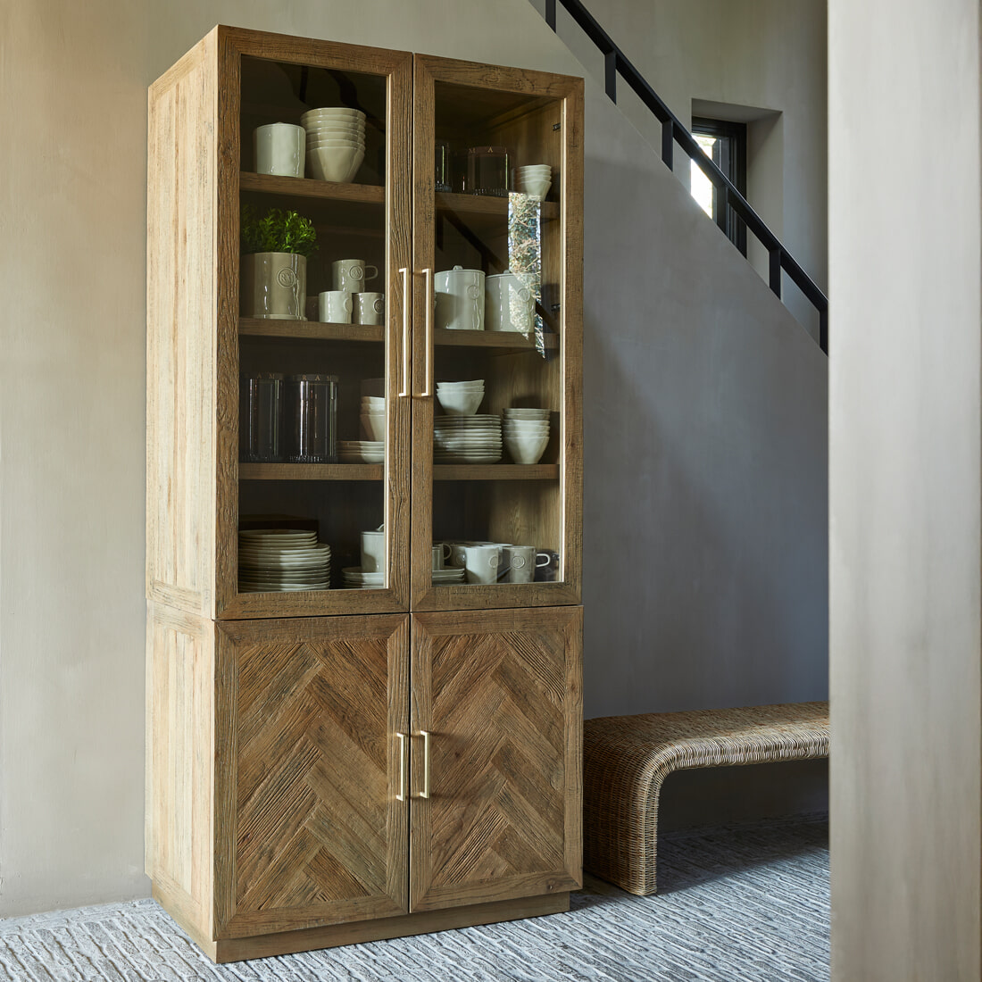Rivièra Maison Buffetkast Riverside Eikenhout en glas, 230 x 110cm - Bruin