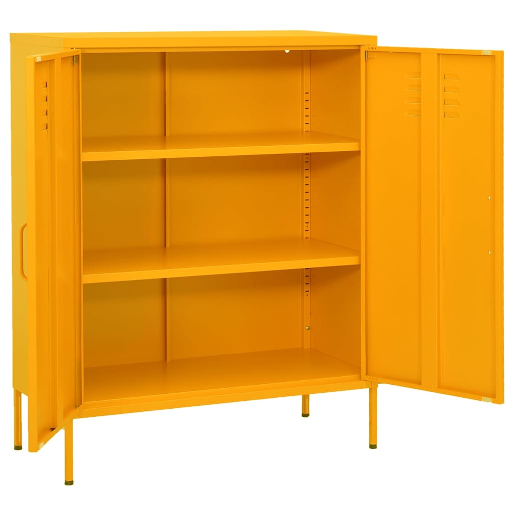 vidaXL Opbergkast 80x35x101,5 cm staal mosterdgeel