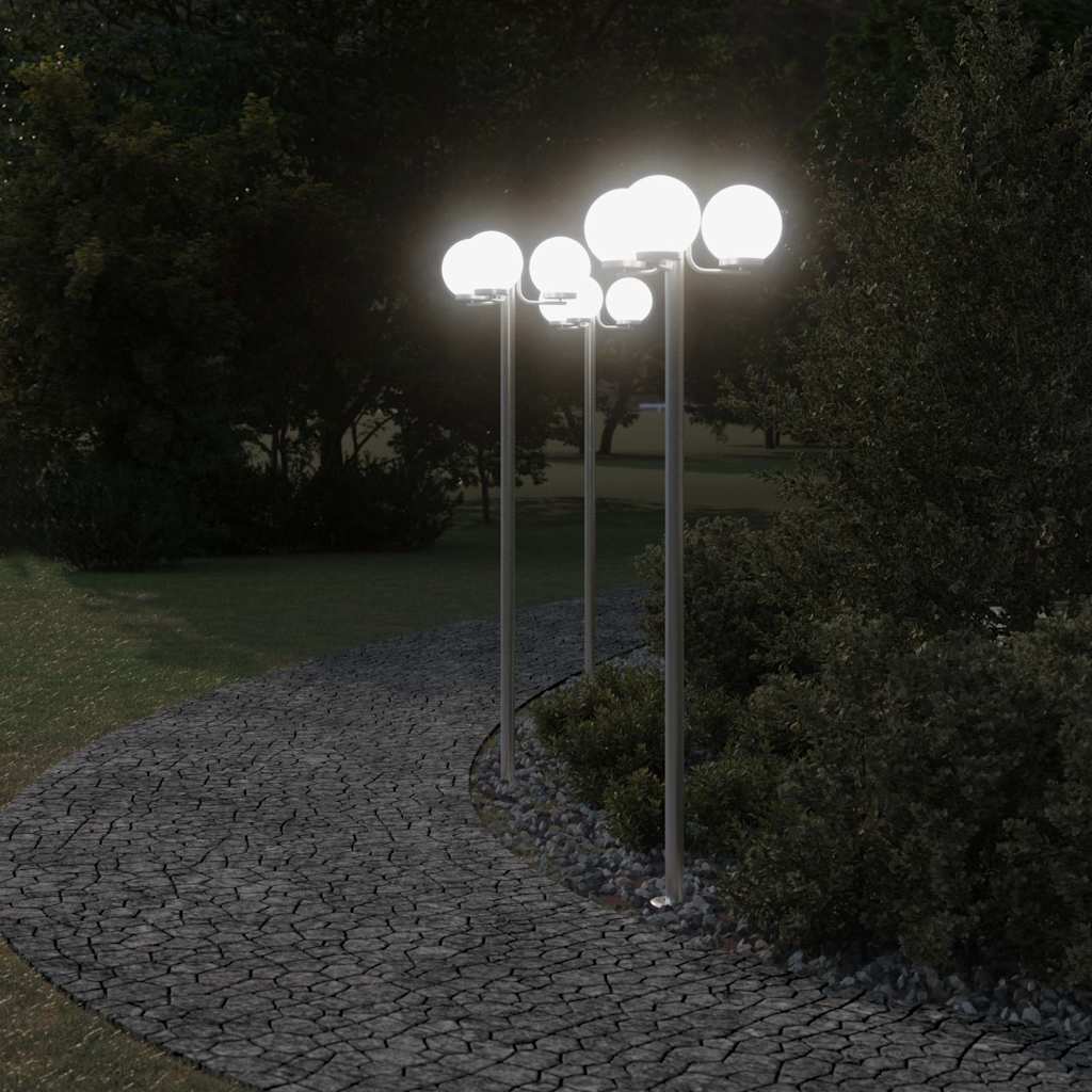 VidaXL Vloerlamp voor buiten 2 st 215 cm roestvrij staal zilverkleurig