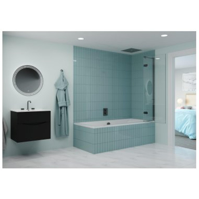 Crosswater Optix 10 Badwand - 90x150cm - 2-delig - links - 180graden - slate (gunmetal) OXBDHTC0900L