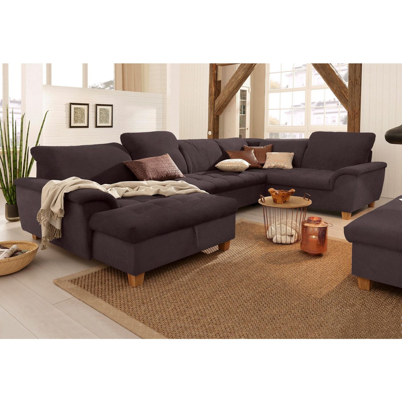 Home affaire Zithoek Lyla U-vorm naar keuze met verstelbare rugleuning en extra met bed + bedkist