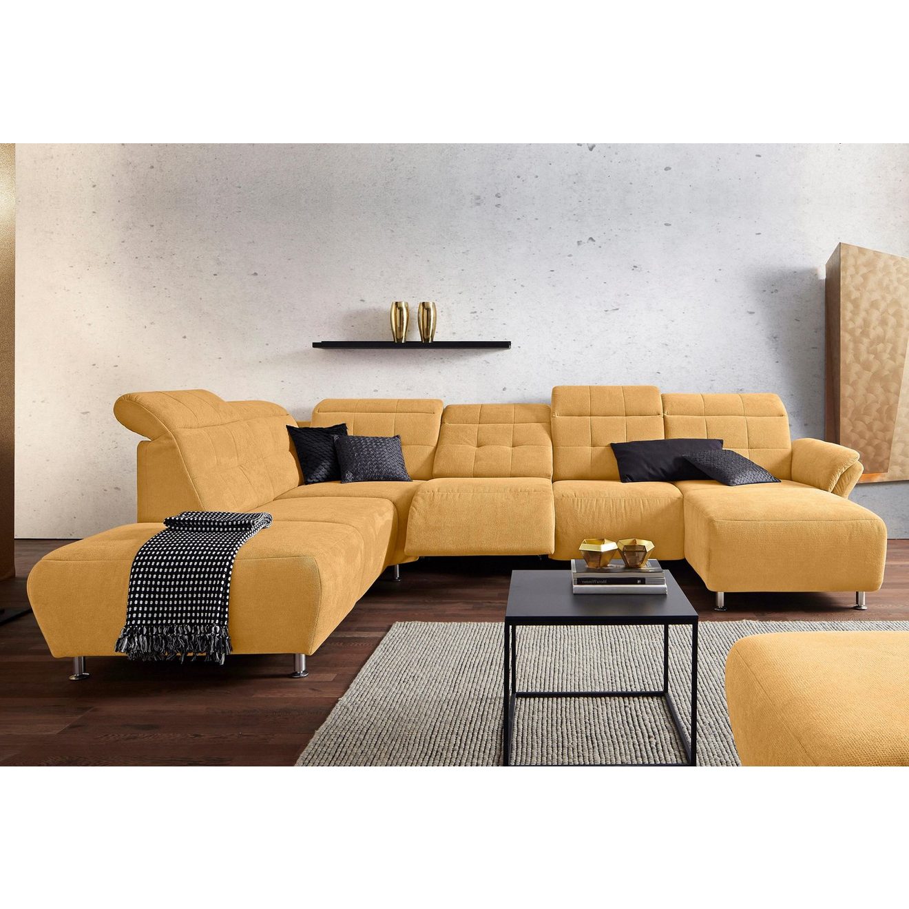 Places of Style Zithoek Manhattan U-vorm bank met elektrische relaxfunctie, verstelbare armleuningen