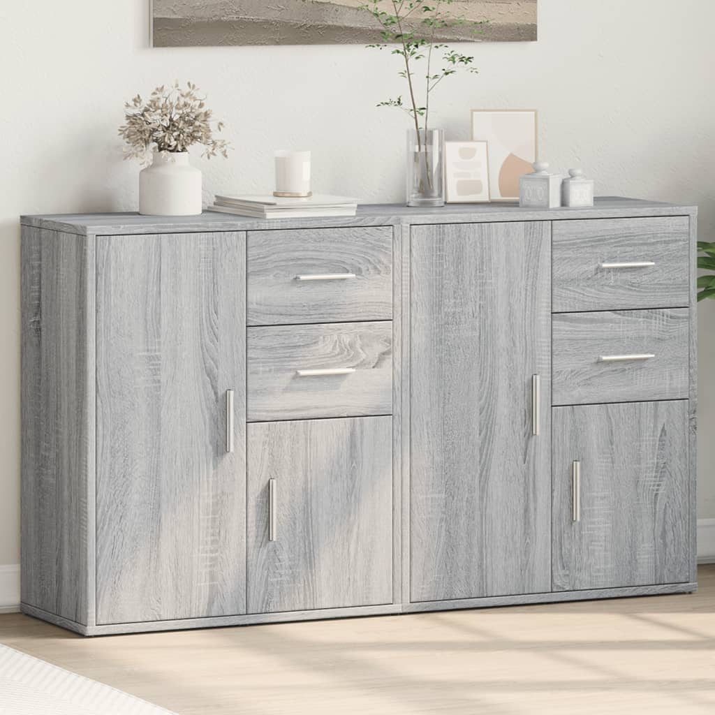 VidaXL Dressoirs 2 st 60x31x70 cm bewerkt hout grijs sonoma eikenkleur