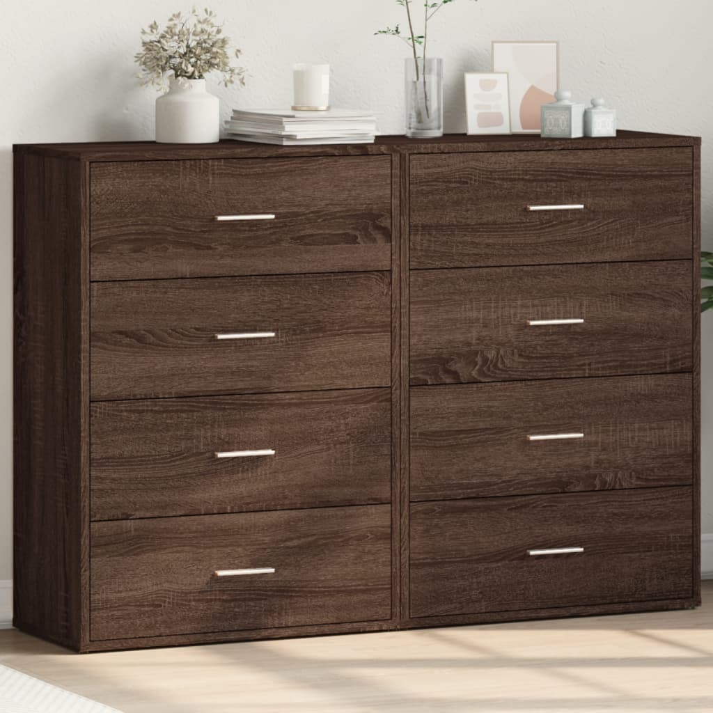 VidaXL Dressoirs 2 st 60x31x84 cm bewerkt hout bruin eikenkleurig