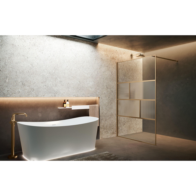 Novellini H art Inloopdouche - 140x200cm - Ribbelglas flute - Brushed bronze (brons) harthc140-94q
