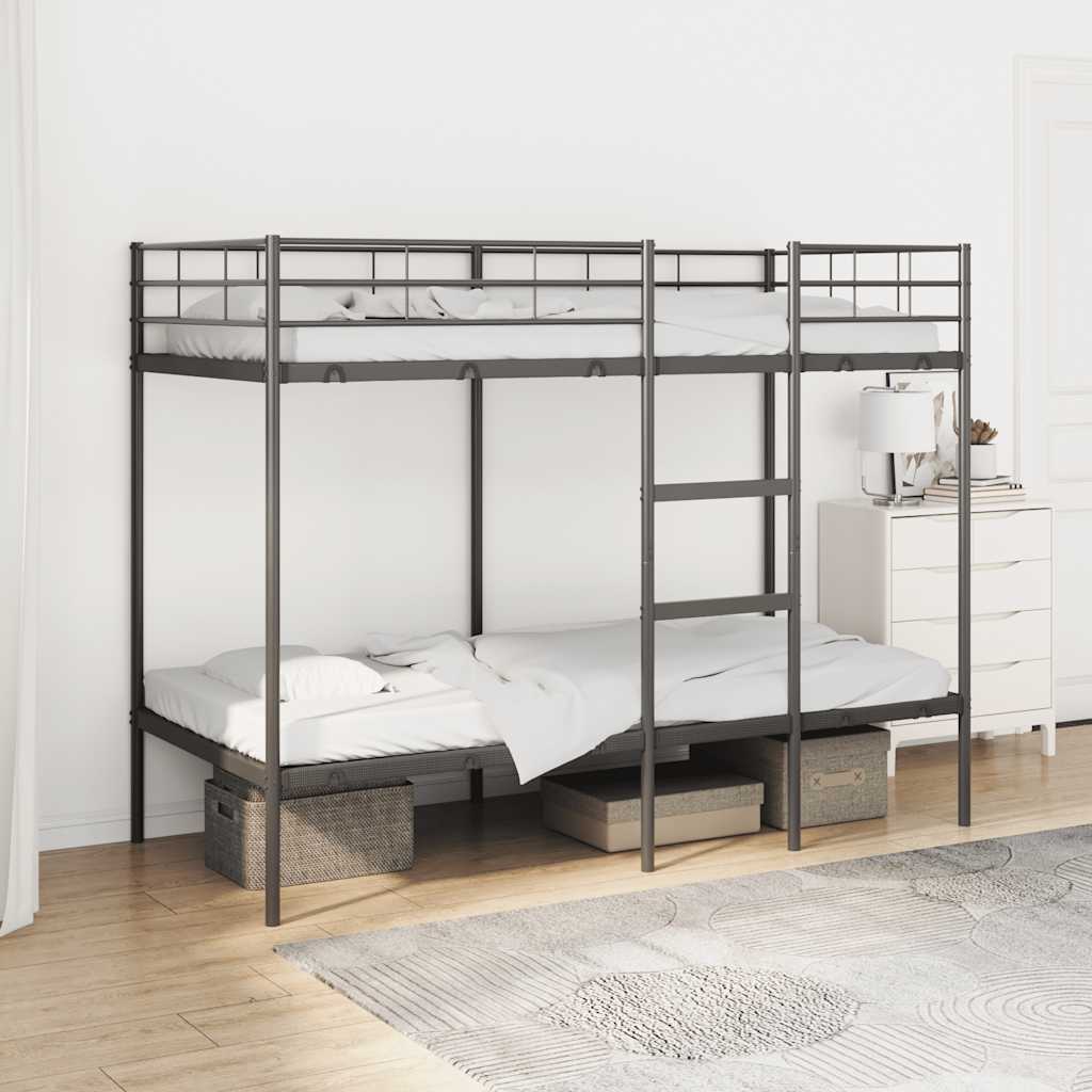 VidaXL Stapelbed zonder matras 90x200 cm staal zwart