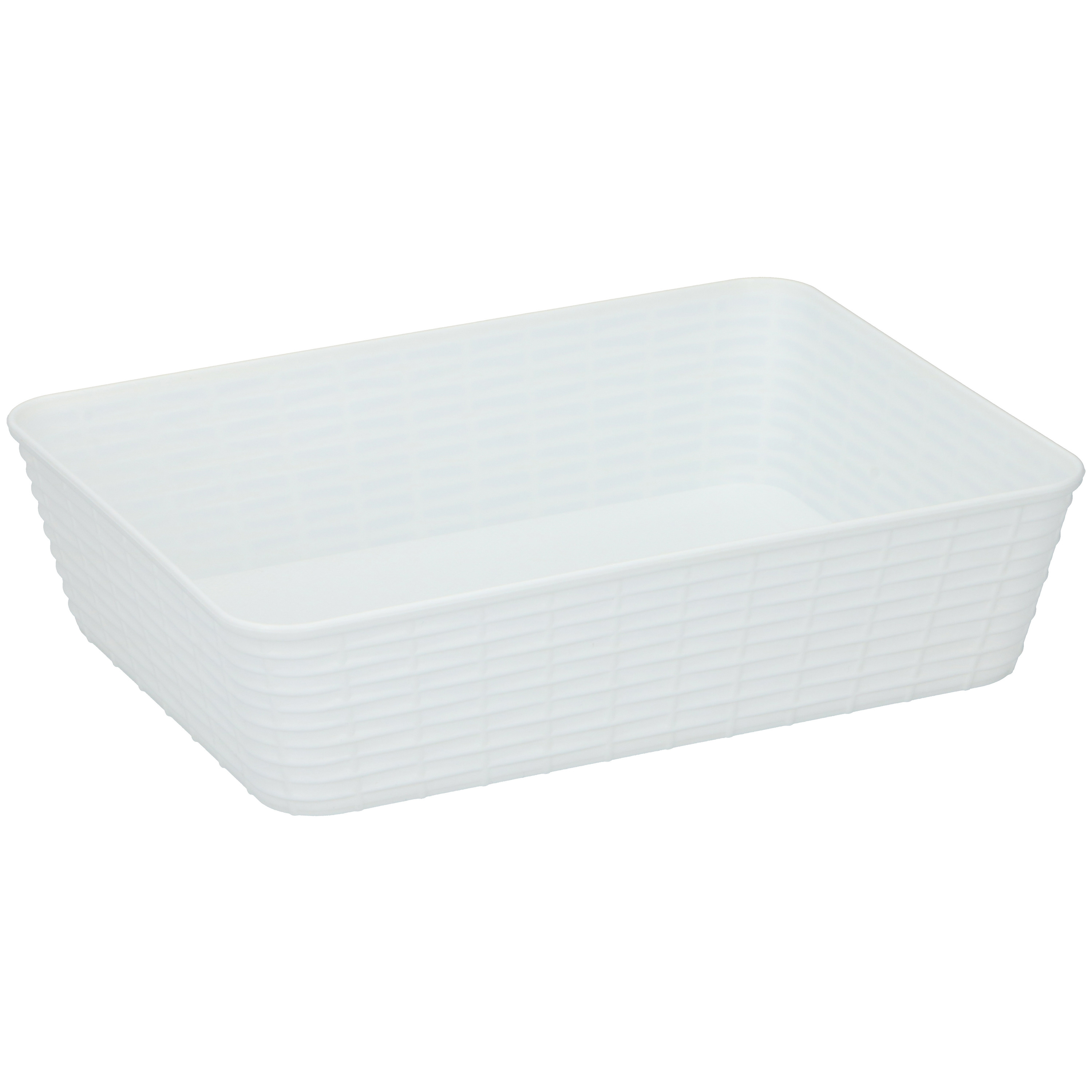 Merkloos 12x Kunststof opbergmandjes wit 25 x 19 x 6 cm -