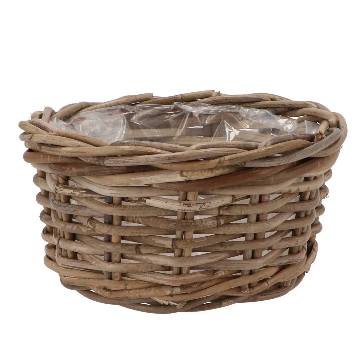 DK Design Plantenmand/aardappelmand tafelmodel - Ivy - met binnenzak - rotan - B25 x H13 cm - binnen/buiten -