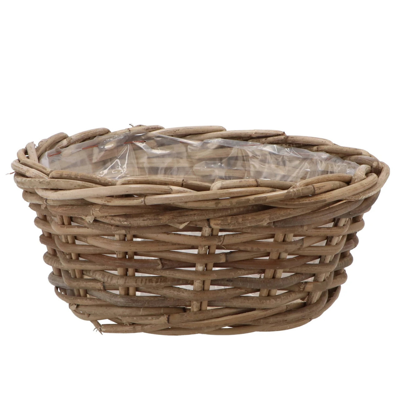 DK Design Plantenmand/aardappelmand tafelmodel - Ivy - met binnenzak - rotan - B30 x H13 cm - binnen/buiten -