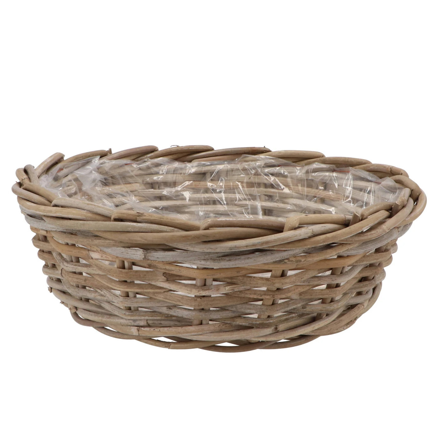 DK Design Plantenmand/aardappelmand tafelmodel - Ivy - met binnenzak - rotan - B35 x H13 cm - binnen/buiten -