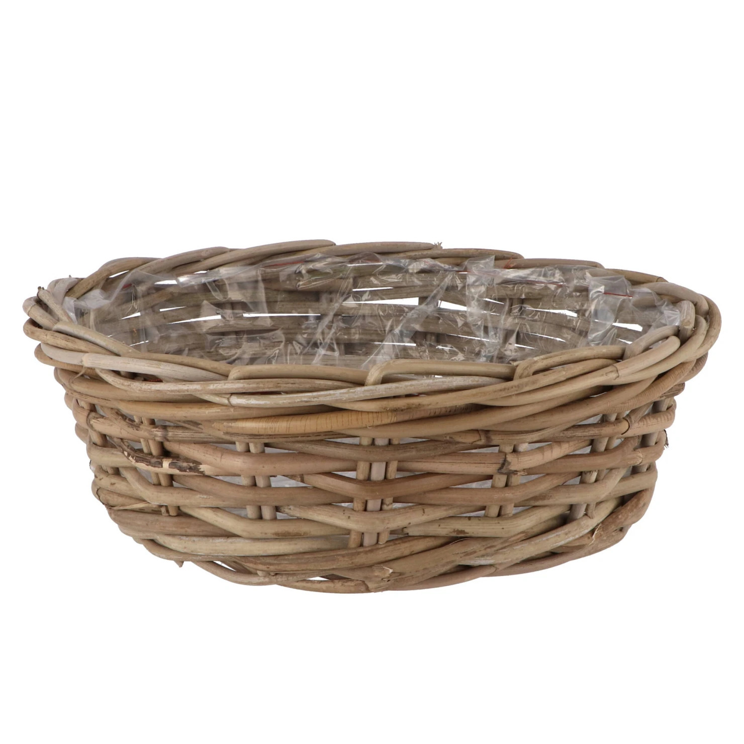 DK Design Plantenmand/aardappelmand tafelmodel - Ivy - met binnenzak - rotan - B40 x H13 cm - binnen/buiten -