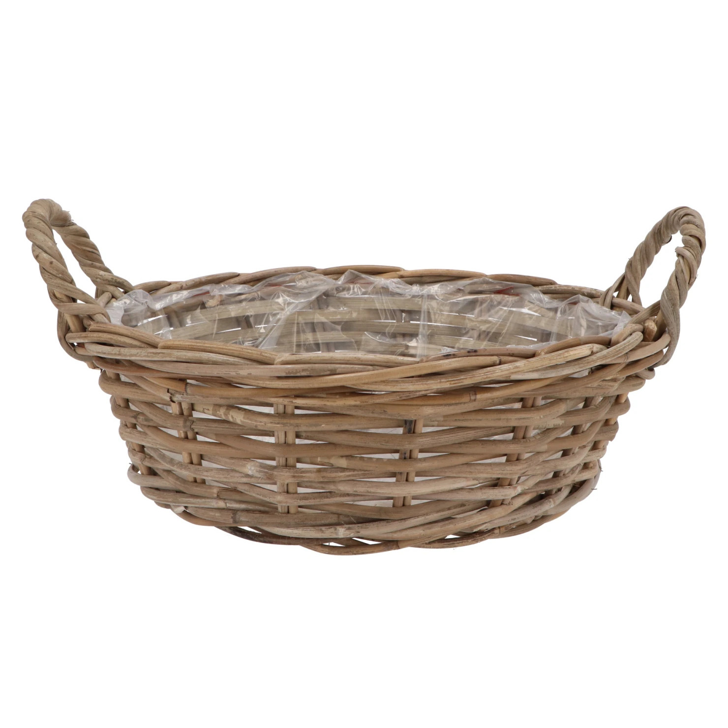 DK Design Plantenmand/aardappelmand tafelmodel - Ivy - met handvatten - rotan - B40 x H13 cm - binnen/buiten -