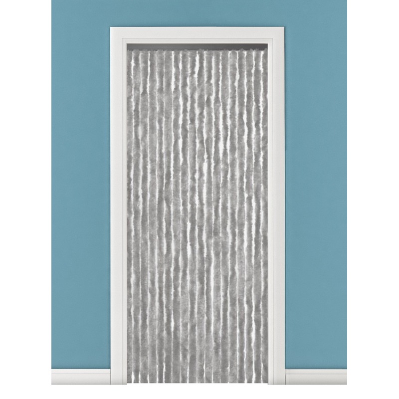 Merkloos Vliegengordijn kattenstaart - grijs - 90 x 220 cm - deurgordijn - insecten gordijn -