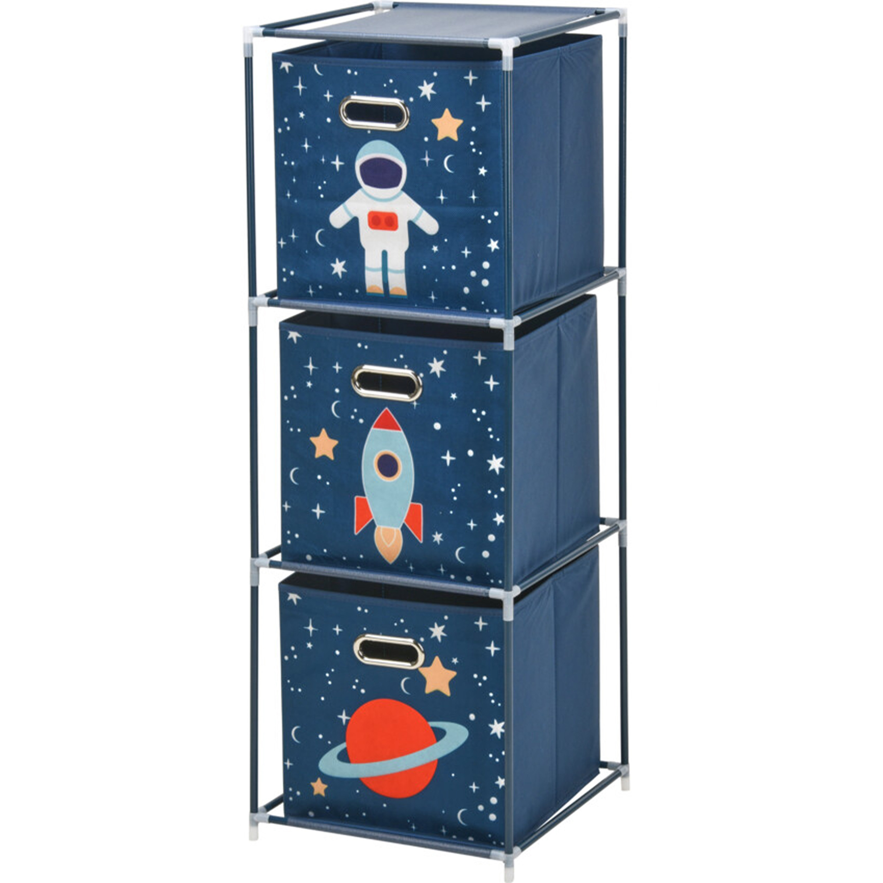 Storage Solutions Opbergrek 3-laags - met manden - metaal - 35 x 35 x 102 cm - ruimte thema -