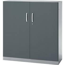 Kantoorkast, 3OH, afsluitbaar, met opliggende deuren, B 1200 mm, basaltgrijs/blank aluminium